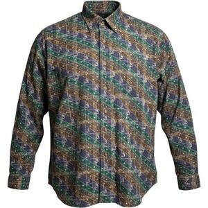 Colours by Alexander Julian Mens XL Geometric Stripe Button Down Shirt Vintage